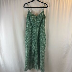 Mango Green Floral Spaghetti Strap jumpsuit Size: L